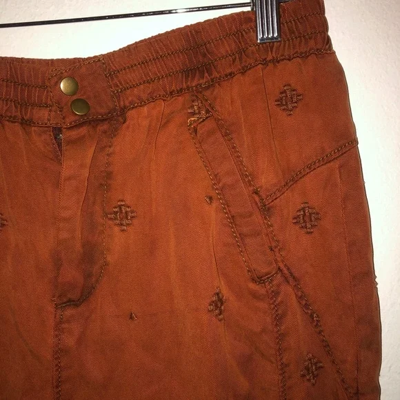 Anthropologie Rowan Embroidered Joggers brown orange (size XS) - Picture 8 of 11